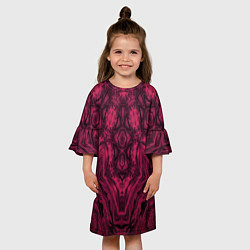 Платье клеш для девочки Черно красный абстрактный орнамент, цвет: 3D-принт — фото 2