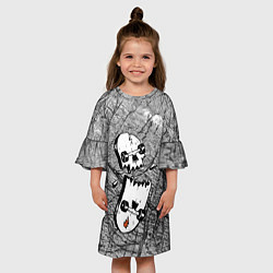 Платье клеш для девочки Расколотый скейтборд - иллюзия черепа, цвет: 3D-принт — фото 2