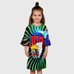 Платье клеш для девочки JDM - crazy wheel - crown, цвет: 3D-принт — фото 2
