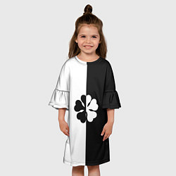 Платье клеш для девочки Пятилистный клевер из аниме - черный клевер, цвет: 3D-принт — фото 2