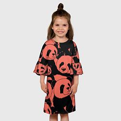 Платье клеш для девочки С красными пандами, цвет: 3D-принт — фото 2