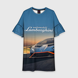 Платье клеш для девочки Lamborghini Huracan STO - car racing, цвет: 3D-принт