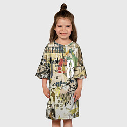 Платье клеш для девочки Восьмёрка на фоне рваных афиш, цвет: 3D-принт — фото 2