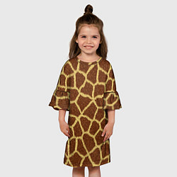 Платье клеш для девочки Текстура жирафа, цвет: 3D-принт — фото 2