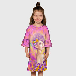 Платье клеш для девочки Розовая фея бабочка, цвет: 3D-принт — фото 2