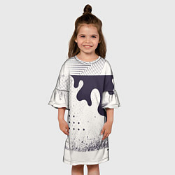 Платье клеш для девочки Абстрактные и тёмные точки и краски, цвет: 3D-принт — фото 2