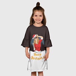 Платье клеш для девочки Снегурка, цвет: 3D-принт — фото 2