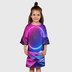 Платье клеш для девочки Круг и разноцветные кристаллы - vaporwave, цвет: 3D-принт — фото 2