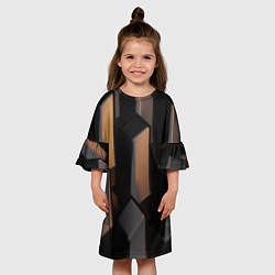 Платье клеш для девочки Абстрактные тёмные геометрические блоки, цвет: 3D-принт — фото 2