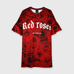 Платье клеш для девочки Красный розы, цвет: 3D-принт