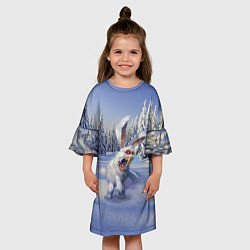 Платье клеш для девочки Свирепый новогодний зайчара, цвет: 3D-принт — фото 2
