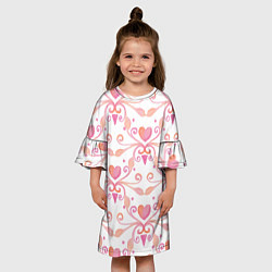 Платье клеш для девочки Винтажные сердечки, цвет: 3D-принт — фото 2