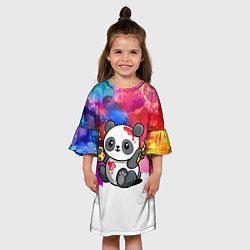 Платье клеш для девочки Милый пандёныш - великий художник, цвет: 3D-принт — фото 2