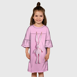 Платье клеш для девочки Розовый зайка, цвет: 3D-принт — фото 2