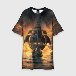 Платье клеш для девочки Skull & Bones, цвет: 3D-принт