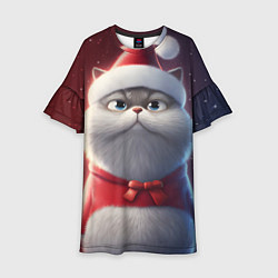 Детское платье Новогодний кот в шапке