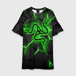 Платье клеш для девочки Razer neon logo, цвет: 3D-принт