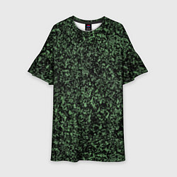 Платье клеш для девочки Черный и зеленый камуфляжный, цвет: 3D-принт