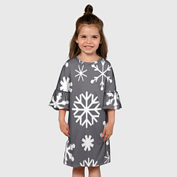 Платье клеш для девочки Snow in grey, цвет: 3D-принт — фото 2