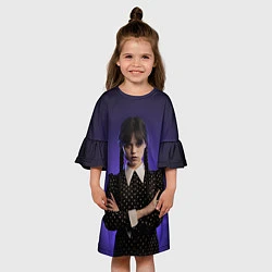 Платье клеш для девочки Уэнздей, цвет: 3D-принт — фото 2