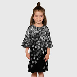 Платье клеш для девочки Пушистые снежинки, цвет: 3D-принт — фото 2