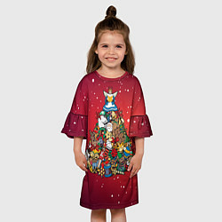 Платье клеш для девочки Ангел на подарках, цвет: 3D-принт — фото 2