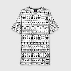 Платье клеш для девочки Black pattern Wednesday Addams, цвет: 3D-принт