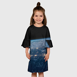 Платье клеш для девочки Планета, космос и огни, цвет: 3D-принт — фото 2