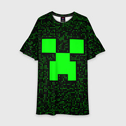 Платье клеш для девочки Minecraft green squares, цвет: 3D-принт