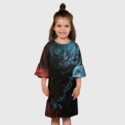 Платье клеш для девочки Красно синее небо, цвет: 3D-принт — фото 2