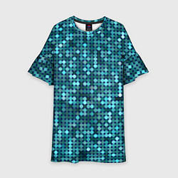 Платье клеш для девочки Блеск пайеток изумрудных бирюзовых, цвет: 3D-принт