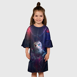Платье клеш для девочки Мистическая сова, цвет: 3D-принт — фото 2