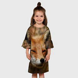 Платье клеш для девочки Лис дремлет, цвет: 3D-принт — фото 2