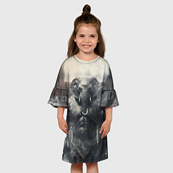 Платье клеш для девочки Накаченный слон, цвет: 3D-принт — фото 2