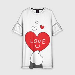 Платье клеш для девочки Любовь - сердце - лапка кота, цвет: 3D-принт