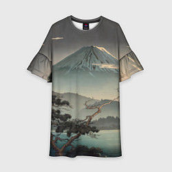 Платье клеш для девочки Великий вулкан Фудзияма, цвет: 3D-принт