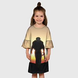 Платье клеш для девочки Солдат на закате, цвет: 3D-принт — фото 2