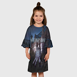 Платье клеш для девочки Уэнсдей Аддамс, вещь, цвет: 3D-принт — фото 2
