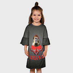 Платье клеш для девочки Капибарыня в красном, цвет: 3D-принт — фото 2