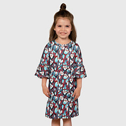 Платье клеш для девочки Абстрактный паттерн с сердцами, цвет: 3D-принт — фото 2