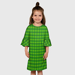 Платье клеш для девочки Шотландка зеленая крупная, цвет: 3D-принт — фото 2