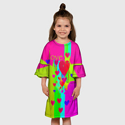 Платье клеш для девочки Love сердечки, цвет: 3D-принт — фото 2