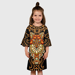 Платье клеш для девочки Золотая лиса, цвет: 3D-принт — фото 2
