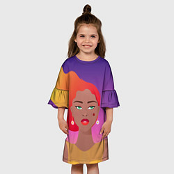 Платье клеш для девочки Огонёк, цвет: 3D-принт — фото 2