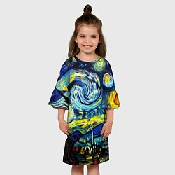 Платье клеш для девочки Винсент ван Гог, звездная ночь, цвет: 3D-принт — фото 2