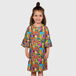 Платье клеш для девочки Лоскутное шитье, рисовала нейросеть, цвет: 3D-принт — фото 2