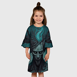 Платье клеш для девочки Демон леса, цвет: 3D-принт — фото 2