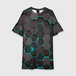 Платье клеш для девочки Космические грани, цвет: 3D-принт