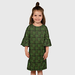 Платье клеш для девочки Паттерн из зеленых линий, цвет: 3D-принт — фото 2