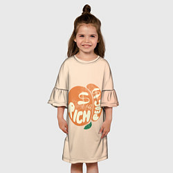 Платье клеш для девочки Рич пич - богатый персик, цвет: 3D-принт — фото 2